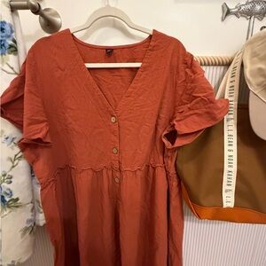 SHEIN Plus Rust Button Front Babydoll Dress – Size 4X (20)
